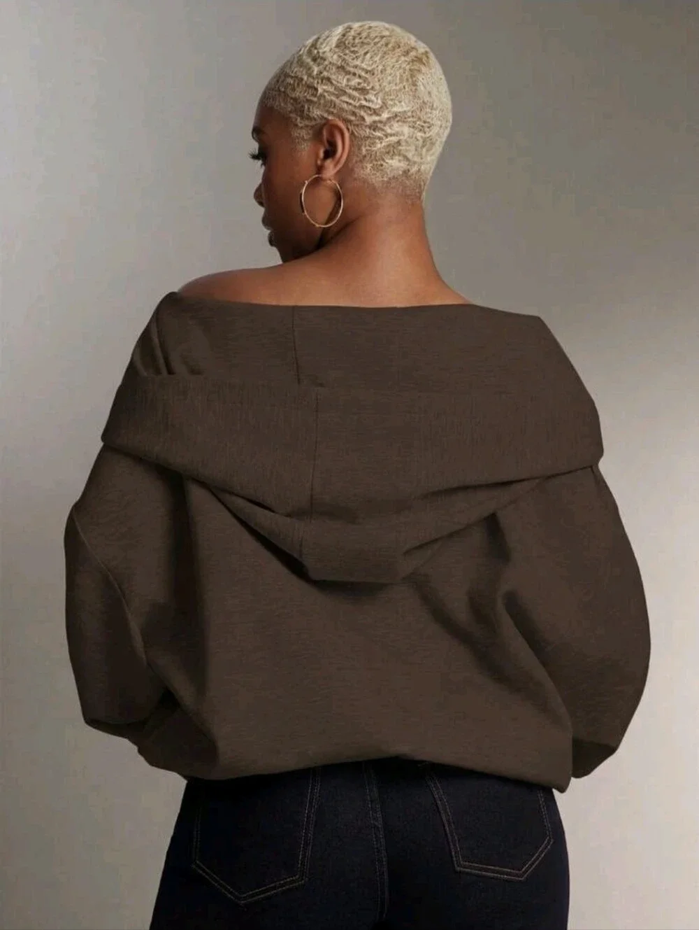 Oversized Hooded Top ▪︎ Chocolate ▪︎ LG - Picture 4 of 11